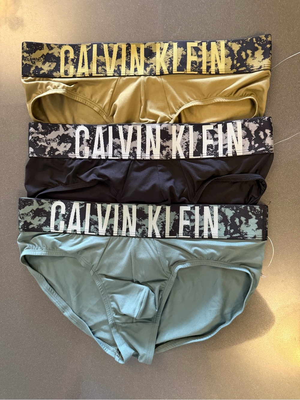 New Calvin Klein Microfiber Briefs - Olive / Black / Sage. Intense Power. Camo